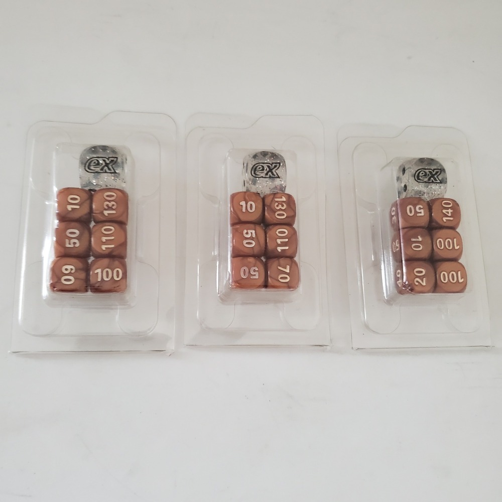 Pokemon TCG Damage Counter Dice Lot 3 Sets Marbled Bronze White ex Glitter Dice